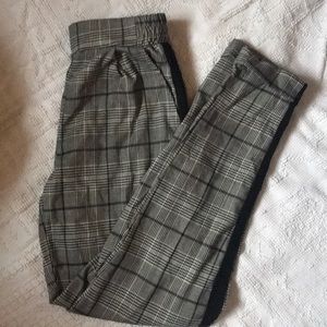 Plaid tuxedo stripe pants